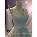 Top Sale Halter Short Ivory Lace Wedding Dress with Bow